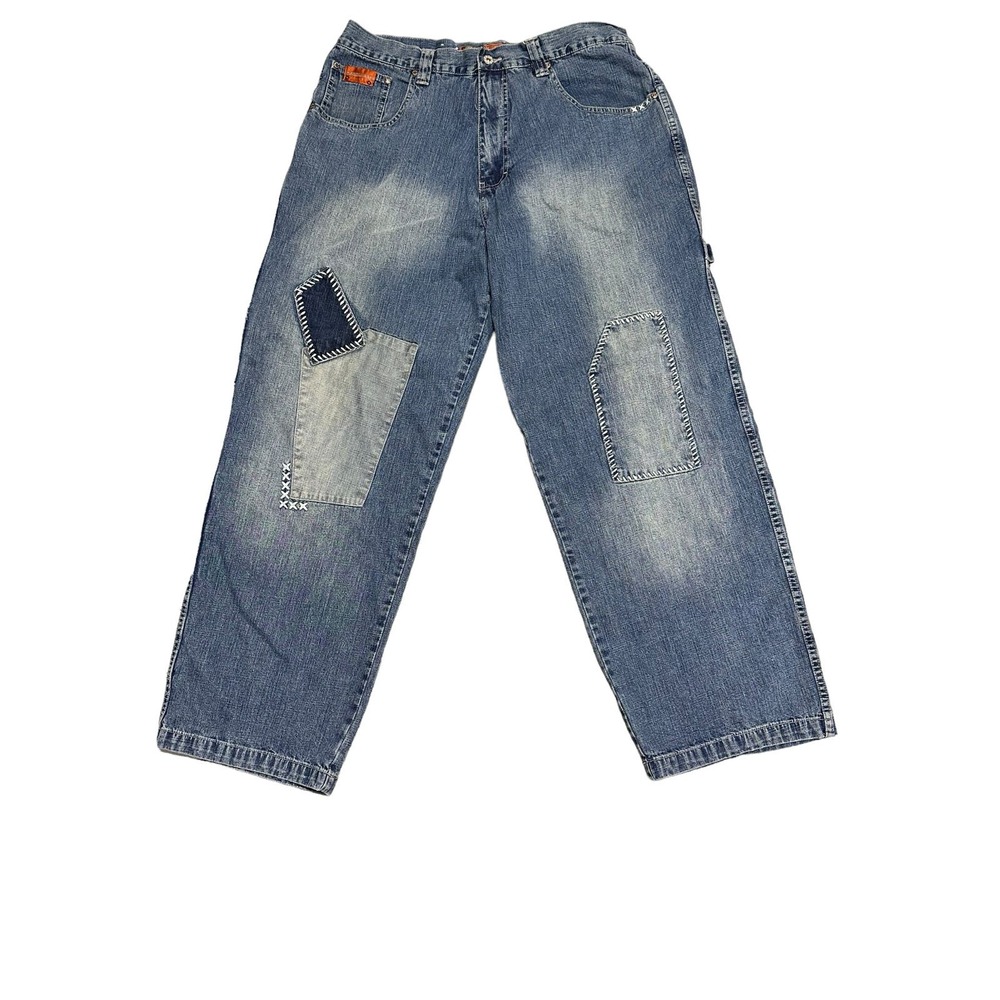 OZOC Mens Carpenter‎ Jeans with Patches 36x33 VTG 90s Skater Hip Hop Wide Leg